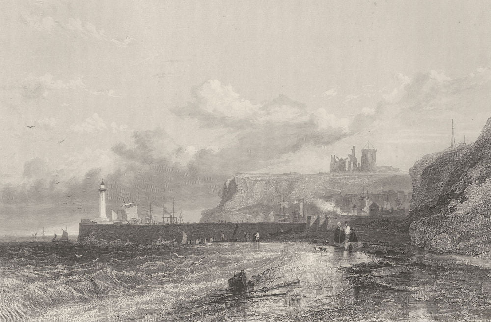 Whitby, from the north west. Yorkshire. FINDEN 1842 old antique print picture